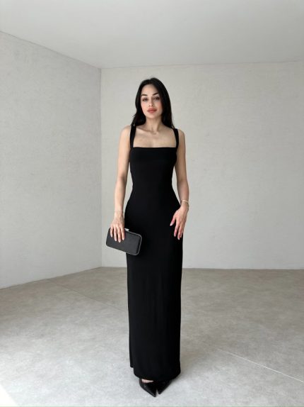 Siyah LOVELACE Maxi Elbise