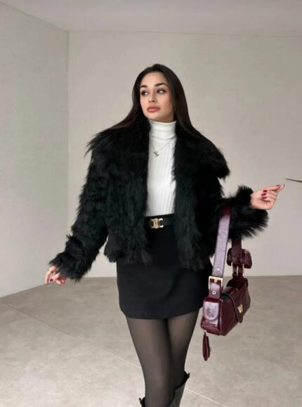 Siyah LİVATİA Premium Kürk Ceket