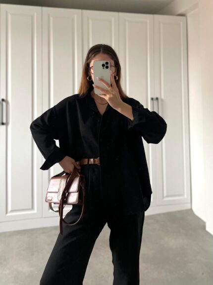 Siyah Basic Pinterest Keten Takım
